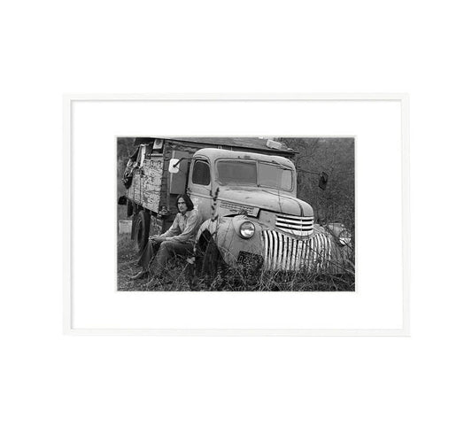 White Frame - James Taylor and Old Truck, Lake Hollywood, CA 1969 - 20x24 - Morrison Hotel Gallery